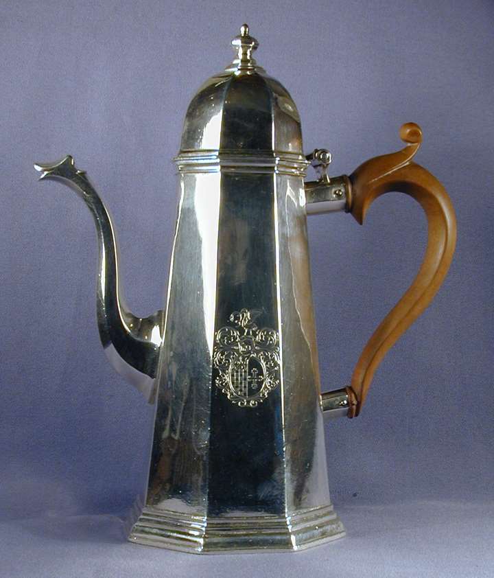 George I silver octagonal coffee pot